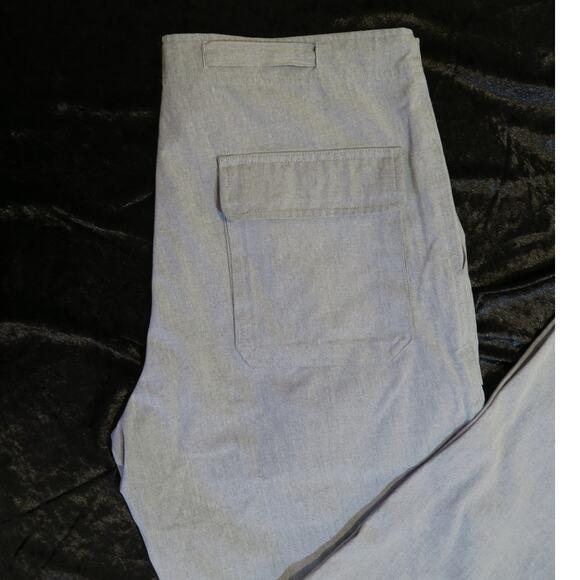 Baggy Wide Leg Chino Cargo Pants Gray 6 pocket Button Tie Y2k 90s Loose 2000 18 - Picture 2 of 15